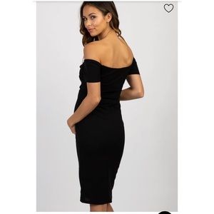 Worn once- PinkBlush maternity black off shoulder dress